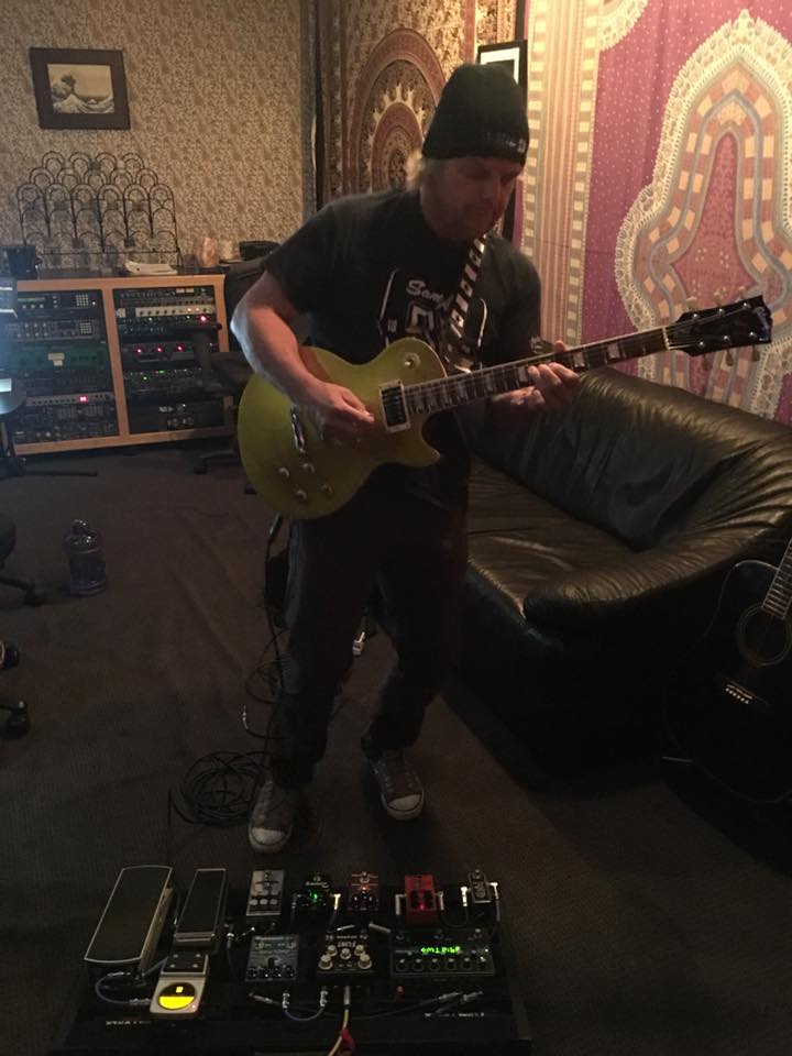 Guest musician Jesse Damon of Silent Rage tracking lead guitar on  "The Orb" from the Defection sessions  (5-24-17)  photo by Troy Spiropoulos