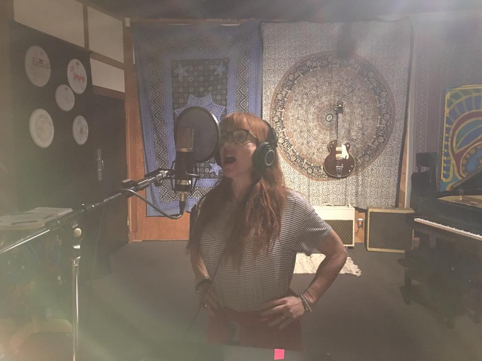 Krista Turkolou Ray tracking lead vocals on "You Can't Stay Here"  for the Defection sessions (2-12-16)   photo by Troy Spiropoulos